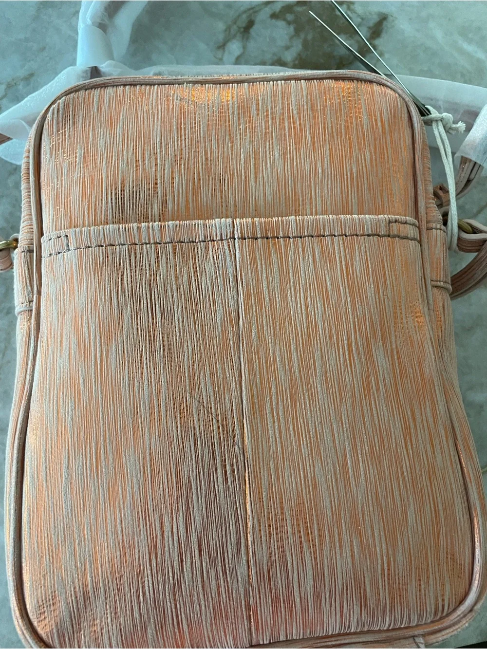 American Leather Peach Crossbody Bag - Compact Women's Shoulder Bag